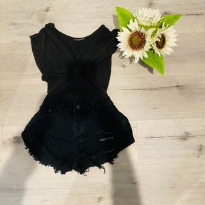 Mid Rise Black Cut Offs